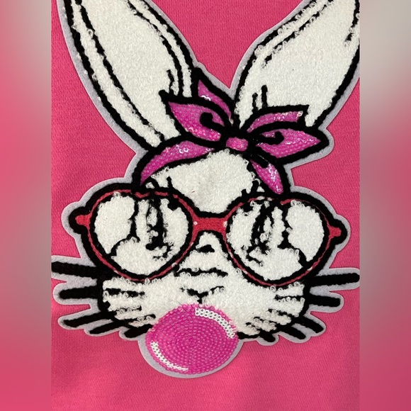 Bubble gum bunny chenille Easter holiday pullover S M XL - Picture 7 of 8